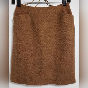 Linda Allard Ellen Tracy Brown Lined Wool & Cashmere Pencil Mini Skirt Size 2